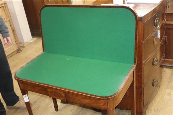 A George III inlaid mahogany folding card table W.91cm